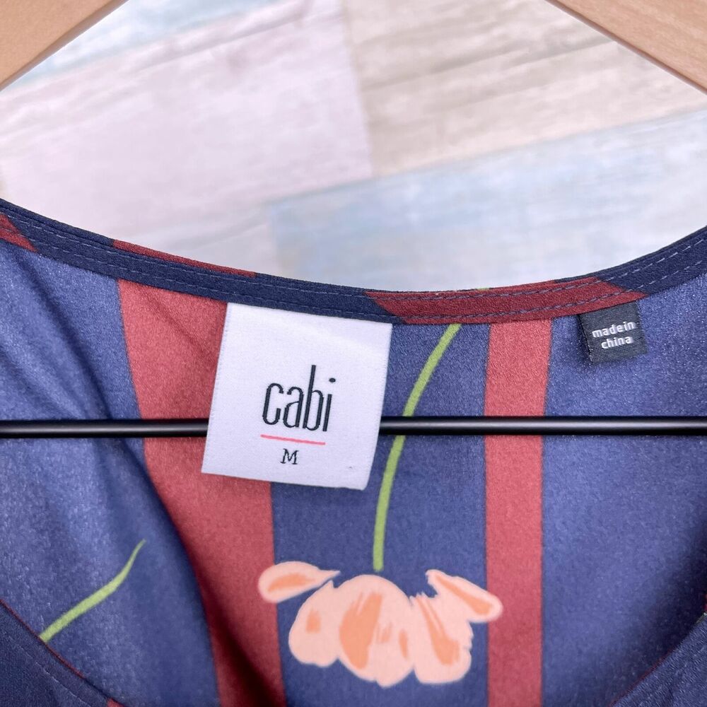 Cabi Scroll Sleeveless Button Up Top Blue Red Flo… - image 5